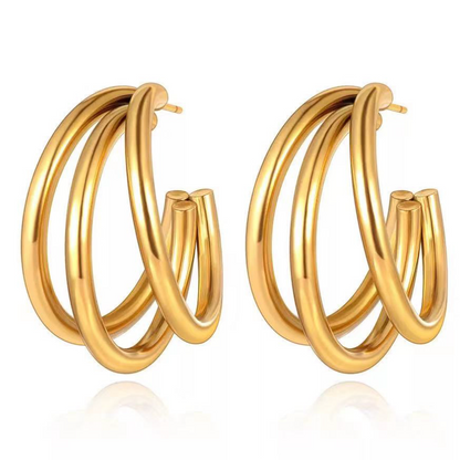 Triple Ring Illusion Earrings