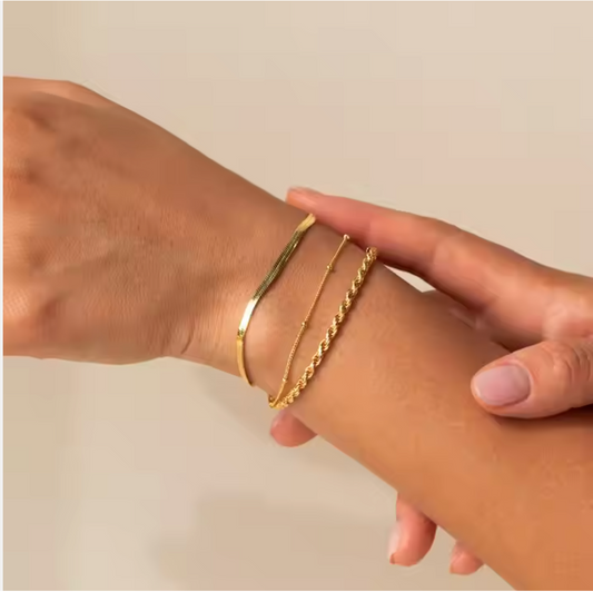 Essential Stacking Bracelet Set -Gold