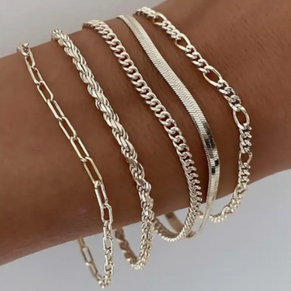 Essential Stacking Bracelet Set- Silver