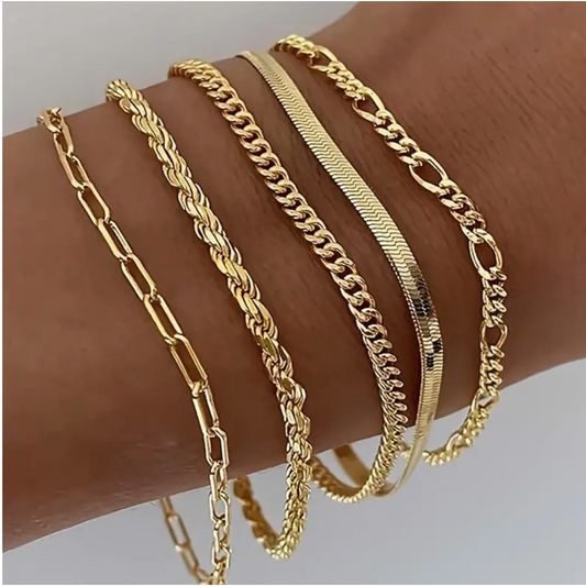 Essential Stacking Bracelet Set -Gold