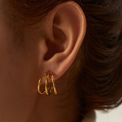 Triple Ring Illusion Earrings